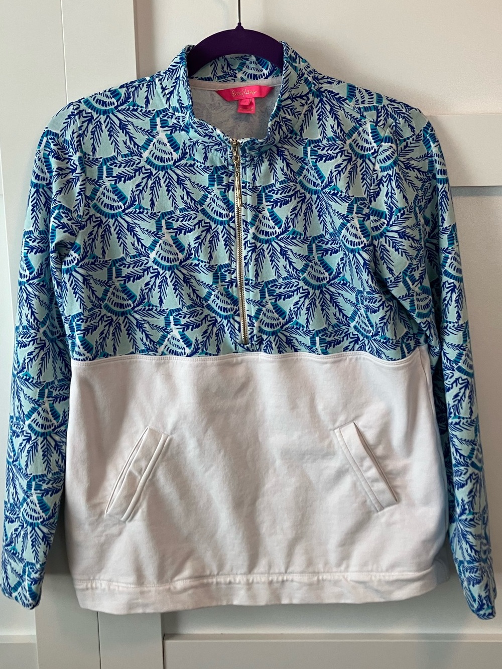 Lilly Pulitzer Asher Popover - UPF 50+ Long Sleeve in Whisper Blue 💙🩵🤍
